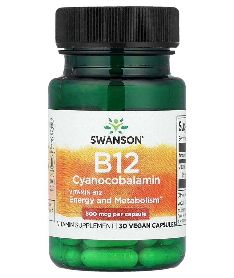 SWANSON Vitamin B12 500 mcg 30 Vegan Capsules