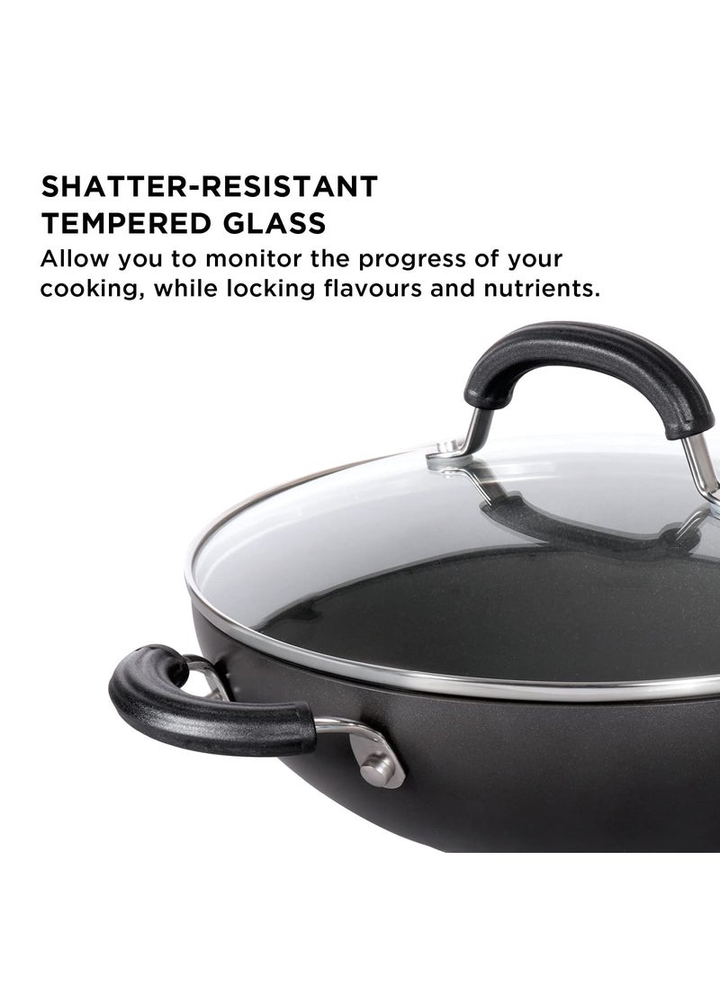 Circulon Circulon Origins Non-Stick + Hard Anodized Aluminium Kadhai with Lid and Stay Cool Phenolic Handles / 2.5mm Thickness/Induction and Gas Suitable, 26cm Large (Black)  - Image 5