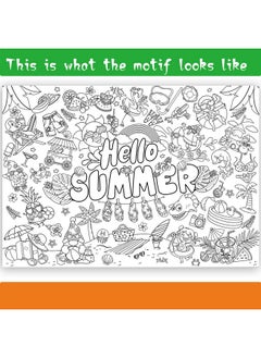 HOWAF Giant Hello Summer Coloring Poster With 24Pcs (24 Colors) Paint Pens Jumbo Summer Coloring Banner For Kids Pool Party Game Activities Supplies Large Hello Summer Coloring Table Cover  - Image 5