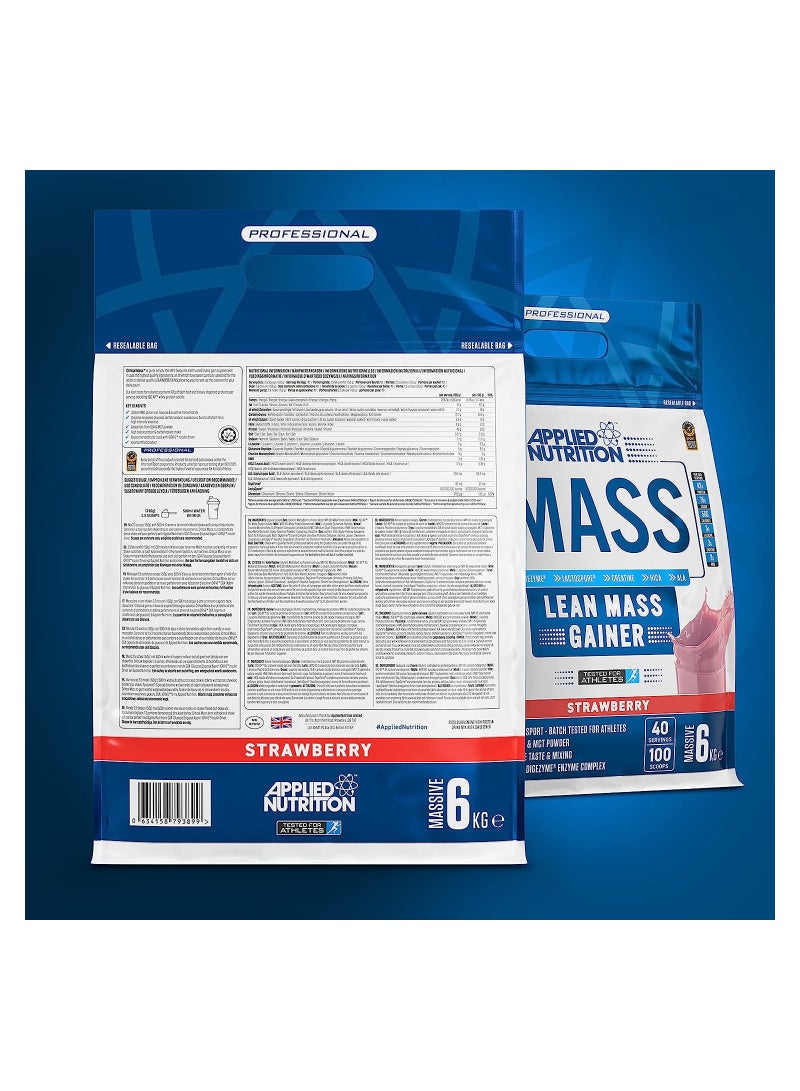 Applied Nutrition أبلايد نيوتريشن كريتيكال ماس بروفيشنال - مسحوق بروتين لزيادة الوزن، زيادة الوزن بالسعرات الحرارية العالية، كتلة هزيلة -6 كجم - 40 وجبة - فراولة - Image 5