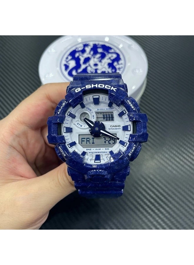 CASIO G-SHOCK GA-700BWP-2ADR Analog-Digital Men’s Watch, Shock Resistant, 200M Water Resistant, Blue and White Resin Strap - Image 3