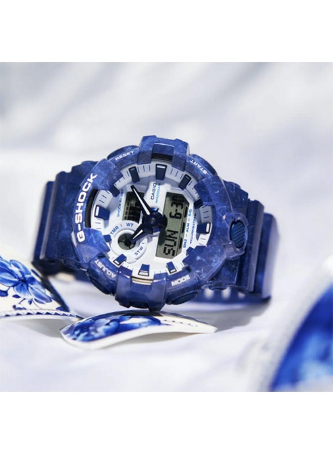 CASIO G-SHOCK GA-700BWP-2ADR Analog-Digital Men’s Watch, Shock Resistant, 200M Water Resistant, Blue and White Resin Strap - Image 4