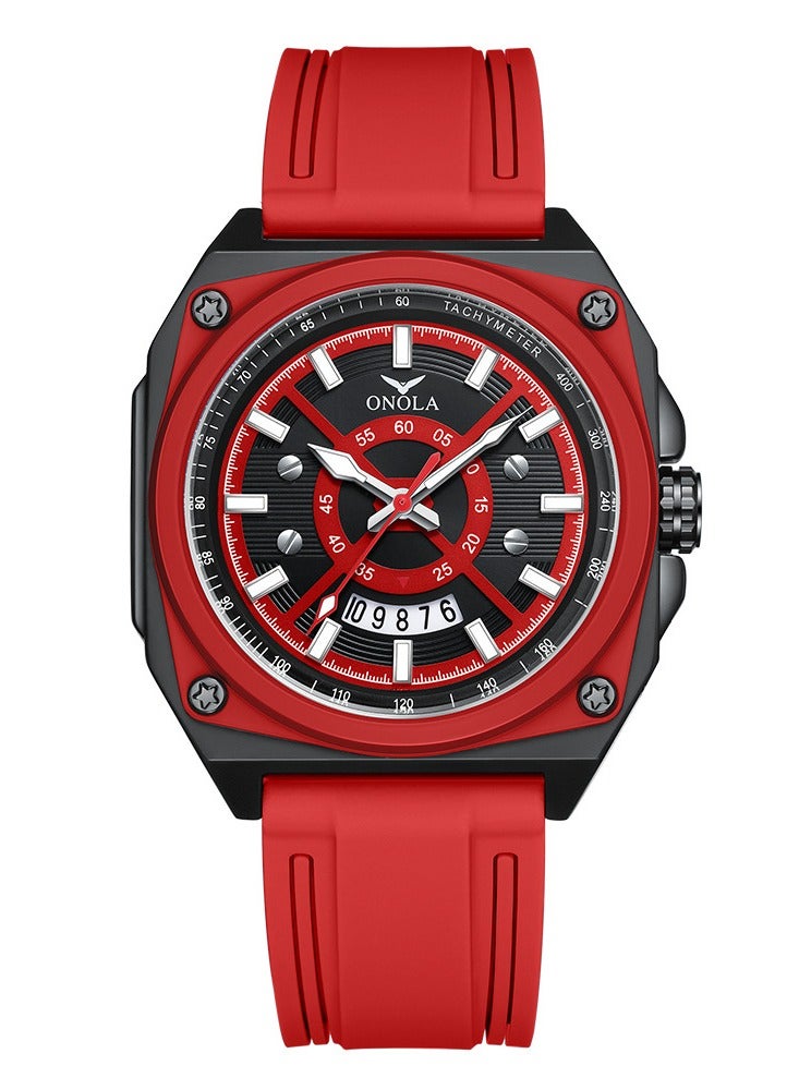 ONOLA Multifunctional Watch for Men Wristwatch Waterproof Sport Analog Quartz Business Mens Watches Silicone Strap - Image 1