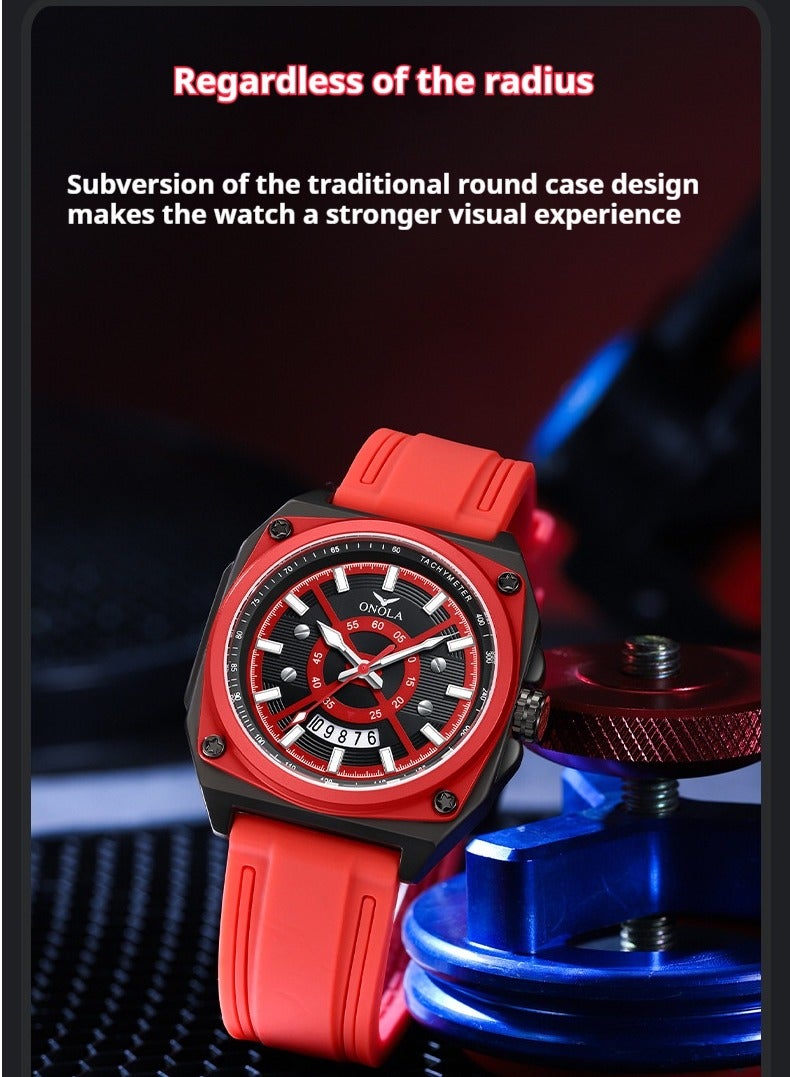 ONOLA Multifunctional Watch for Men Wristwatch Waterproof Sport Analog Quartz Business Mens Watches Silicone Strap - Image 2