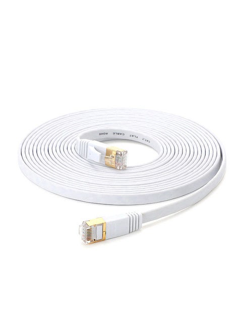 Cat 7 Ethernet Cable 32AWG Oxygen-free Copper 10Gbps High Speed 600Mhz Bandwidth Flat Internet Network LAN Patch Cord, White 25m
