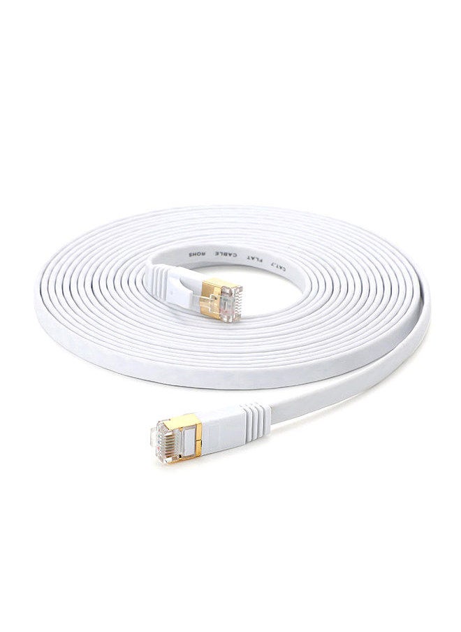 Generic - Cat 7 Ethernet Cable 32AWG Oxygen-free Copper 10Gbps High Speed 600Mhz Bandwidth Flat Internet Network LAN Patch Cord, White 25m - Image 1