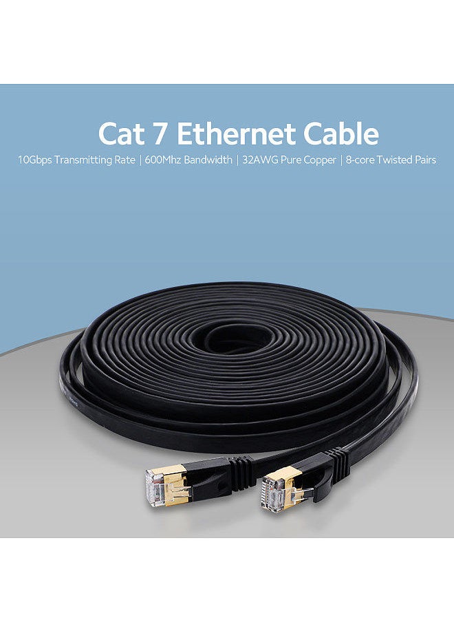 Generic - Cat 7 Ethernet Cable 32AWG Oxygen-free Copper 10Gbps High Speed 600Mhz Bandwidth Flat Internet Network LAN Patch Cord, White 25m - Image 1