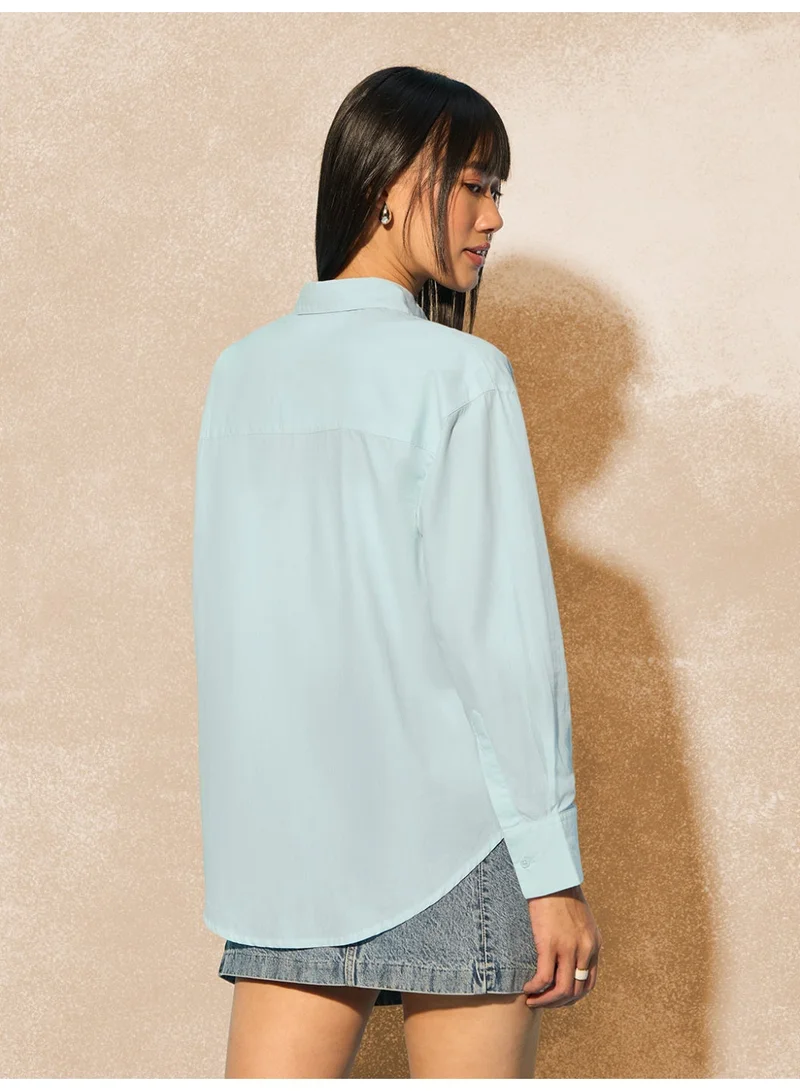 The Souled Store  The Souled Store Women Tom & Jerry Light Blue Embroidered Oversized Shirts for Women | Best Price UAE