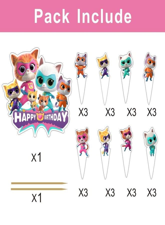 BNFUO 25pcs Super Cats Cake Decorations with 24pcs Cupcake Toppers, 1pcs Cake Topper for cats Birthday Party Supplies - Image 2