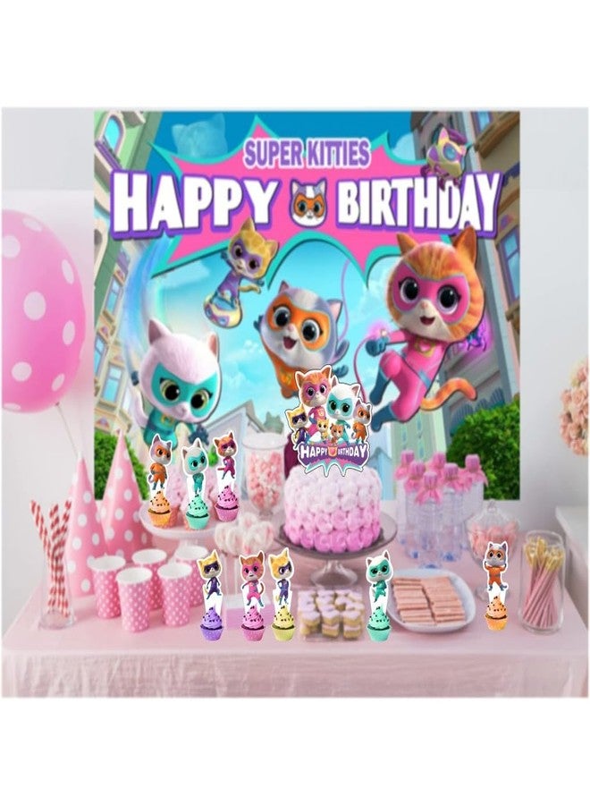 BNFUO 25pcs Super Cats Cake Decorations with 24pcs Cupcake Toppers, 1pcs Cake Topper for cats Birthday Party Supplies - Image 4