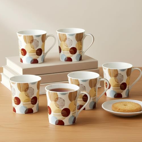 UPC U.P.C. Ceramic Cup Set of 6 for Tea, Tea Cup Set of 6, Microwave Safe Tea Cups, Dishwasher Safe Coffee Cup Set, Tea Set Bone-Ash Free, Elevate Your Tea and Coffee Experience-150ml. - Image 1