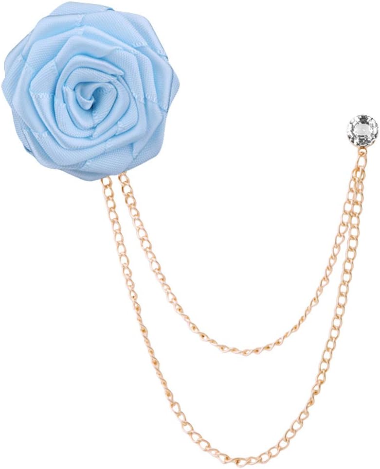 MXUHUI Fashion Bridegroom Wedding Brooches Cloth Art Hand-Made Rose Flower Brooch Lapel Pin Badge Tassel Chain Men's Suit Accessories - Image 1