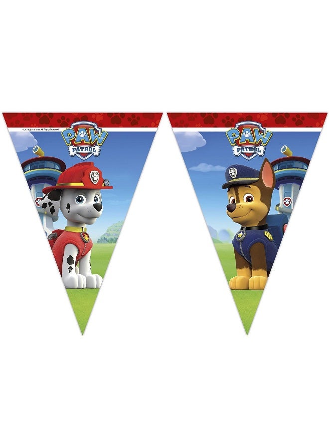 Paw Patrol Ready for Action Triangular Flag Banner – 9 Printed Flags with Chase & Marshall – Party Garland for Kids’ Birthdays, Decorations & Paw Patrol Themed Celebrations