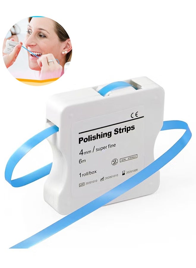 4mm x 6m Dental Polishing Strips, Fine Inter-dental Oral Care Cleaning Tool, Resin Grinding Whitening Teeth Surface - Blue, Fine - Image 1