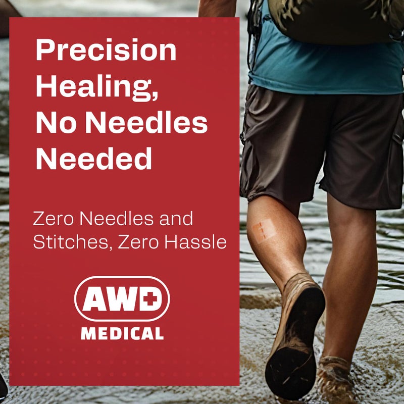 AWD Medical AWD Zip Stitch Wound Closure Strips - 2 Zipstitch Devices, 2 Sterile Gauzes, 2 Alcohol Wipes - Emergency Laceration Device for Cuts Without Stitches - Steri Strips First Aid & Survival - Image 3