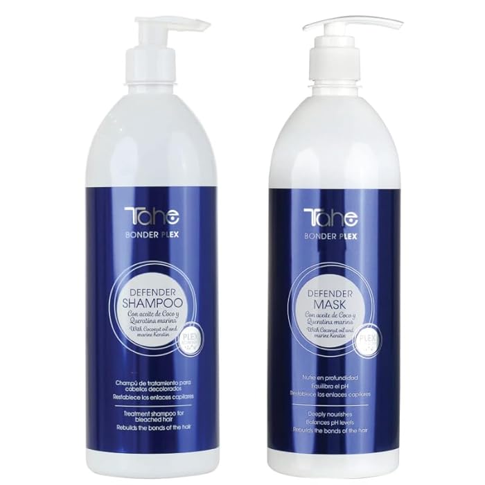 Tahe Defender Kit - Shampoo 1000ml + Mask 1000ml For Blonde Hair, With Coconut Oil and Marine Keratin - Image 1