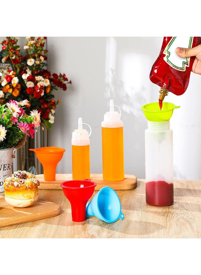 Silicone Funnels 4 Pieces Wide Mouth Funnel Flexible Condiment Sauce Canning Set for Home Restaurant Kitchen Squeeze Bottles Jars Cans - Image 4