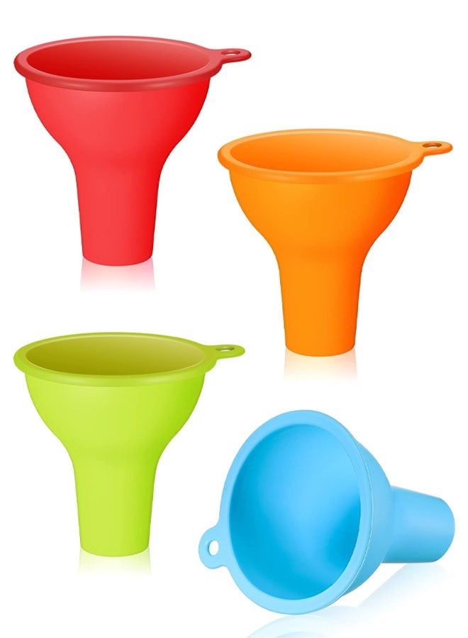 Silicone Funnels 4 Pieces Wide Mouth Funnel Flexible Condiment Sauce Canning Set for Home Restaurant Kitchen Squeeze Bottles Jars Cans - Image 1