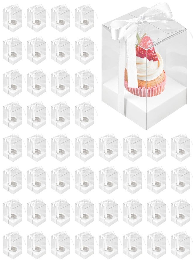 Axigundaone 60 Pcs Clear Cupcake Boxes Single 3.5 Inch, White - Image 1