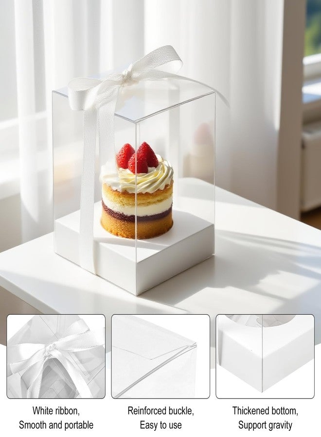 Axigundaone 60 Pcs Clear Cupcake Boxes Single 3.5 Inch, White - Image 3