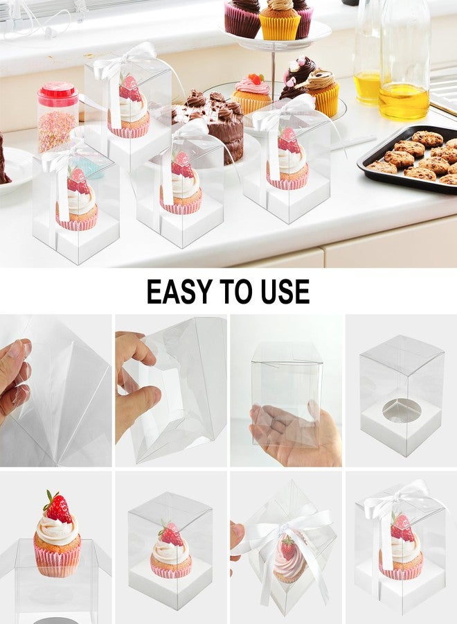 Axigundaone 60 Pcs Clear Cupcake Boxes Single 3.5 Inch, White - Image 4