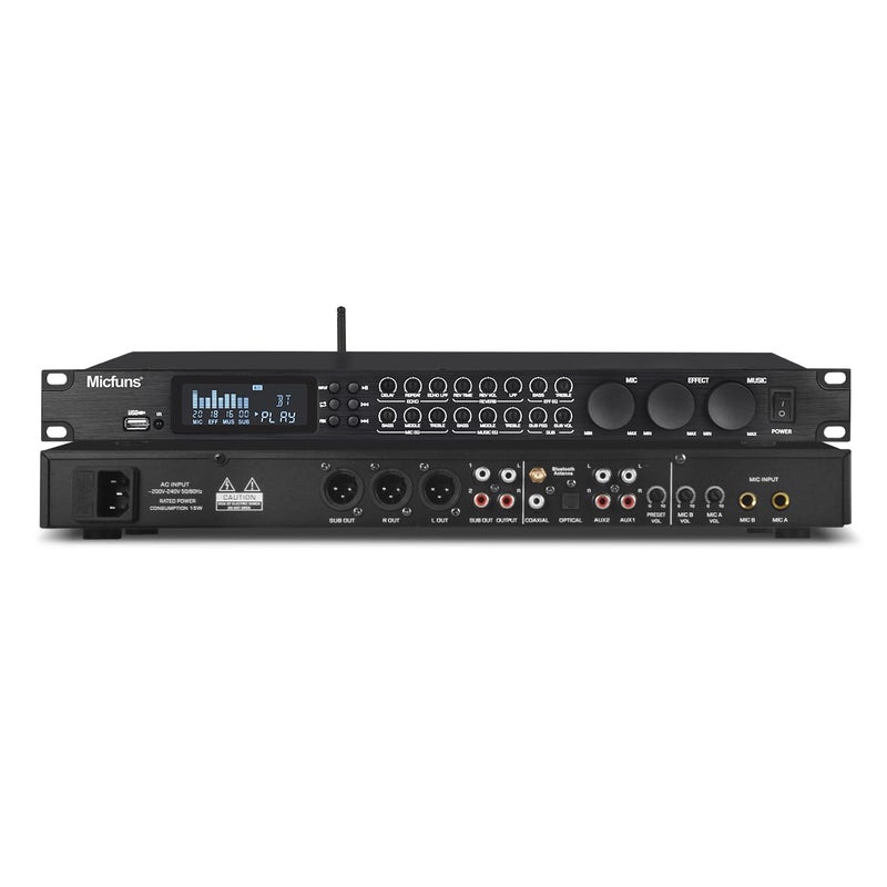 Micfuns KT900DSP Feedback Suppressor Preamp Preamplifier Karaoke Effector Digital Prestage Effector Antihowling Audio Processor Echo USB MP3 Bluetooth Optical
