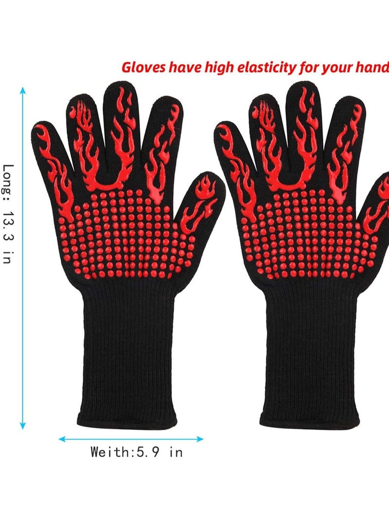 GO2CAMPS Premium Heat-Resistant Silicone BBQ Gloves | Durable Fire Safety Mitts for Camping, Skewers, Charcoal Grilling | Non-Slip, Waterproof, High-Temperature Protection for Outdoor & Indoor Cooking - Image 3