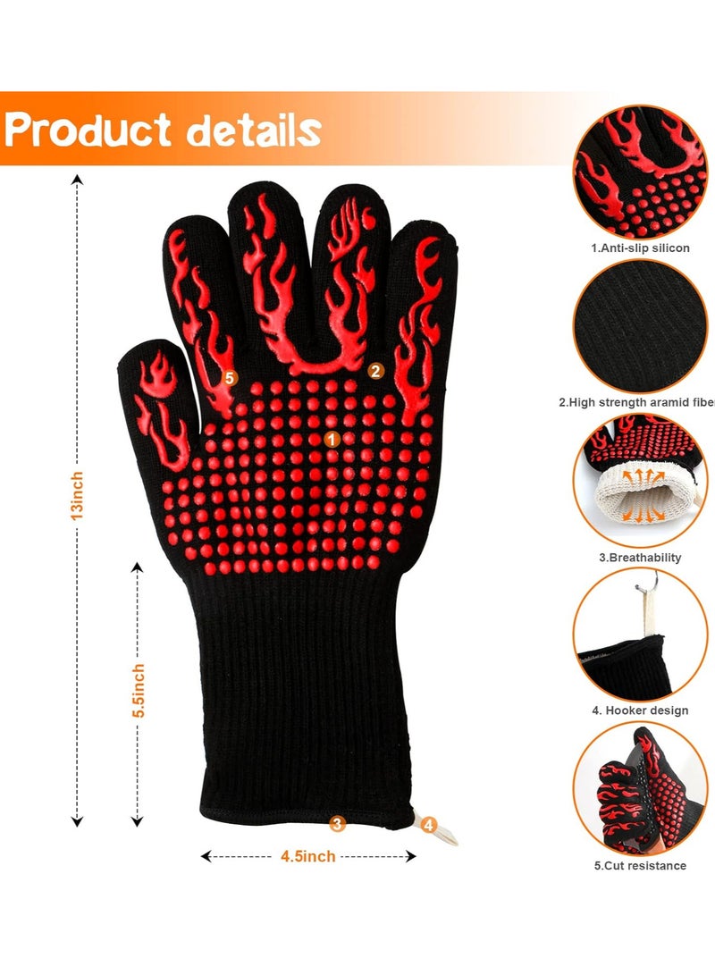 GO2CAMPS Premium Heat-Resistant Silicone BBQ Gloves | Durable Fire Safety Mitts for Camping, Skewers, Charcoal Grilling | Non-Slip, Waterproof, High-Temperature Protection for Outdoor & Indoor Cooking - Image 4