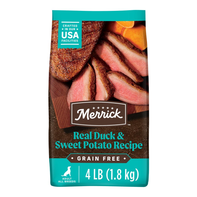 Merrick Premium Grain Free Dry Adult Dog Food Wholesome and Natural Kibble with Real Duck and Sweet Potato 40 lb Bag