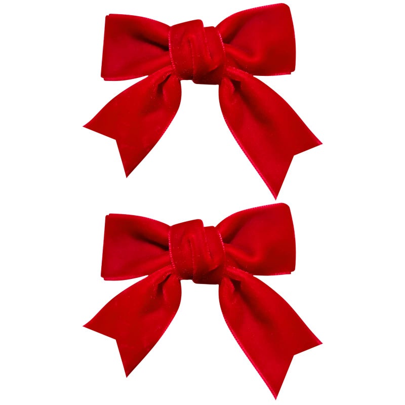 Red Velvet Ribbon Bow Hair Clip 3in Valentines Handmade Cute Alligator Barrettes Bowknot Hair Accessory Small for Little Teen Toddler Baby Girls Kids New Year Xmas Gift