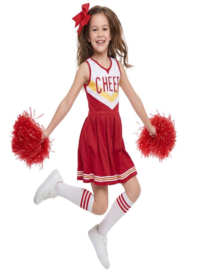 Davsolly Kids Cheer Uniform Girls Cheerleader Costume Red Cheerleading Outfit,Cheer Up Cosplay Cheerleader Gifts Sports - Image 1