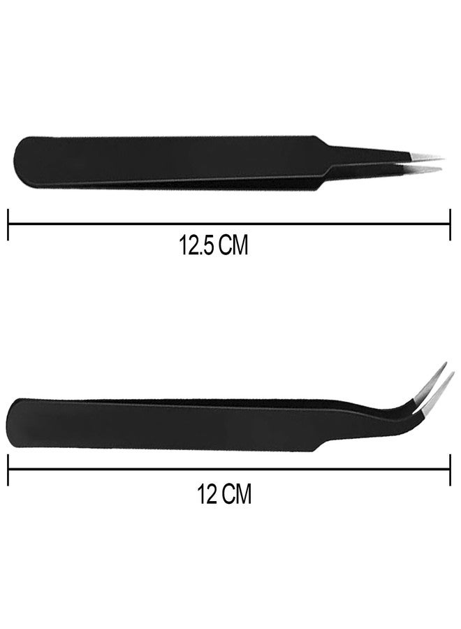 HUNCHA Tweezers for Ingrown Hair Removal, Surgical Grade Medical Tweezers with Sharp Needle Nose Point Tips Ideal Pointed Tweezers for Splinters & Tick Removal, Black, DESIGN 0, 00, 5, 7, Pack of 4 - Image 4