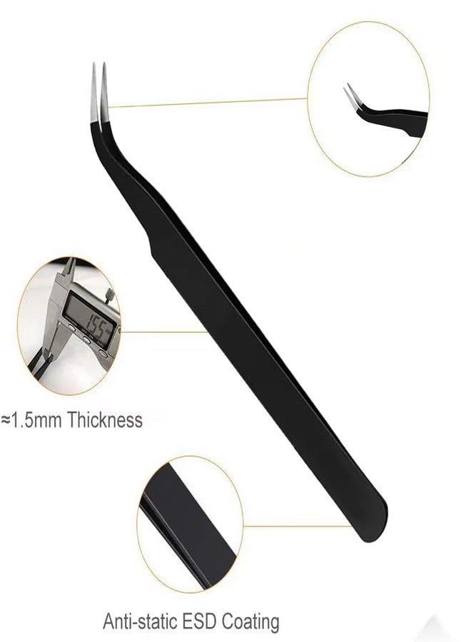 HUNCHA Tweezers for Ingrown Hair Removal, Surgical Grade Medical Tweezers with Sharp Needle Nose Point Tips Ideal Pointed Tweezers for Splinters & Tick Removal, Black, DESIGN 0, 00, 5, 7, Pack of 4 - Image 2