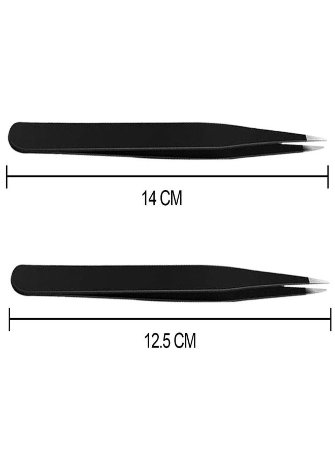 HUNCHA Tweezers for Ingrown Hair Removal, Surgical Grade Medical Tweezers with Sharp Needle Nose Point Tips Ideal Pointed Tweezers for Splinters & Tick Removal, Black, DESIGN 0, 00, 5, 7, Pack of 4 - Image 3