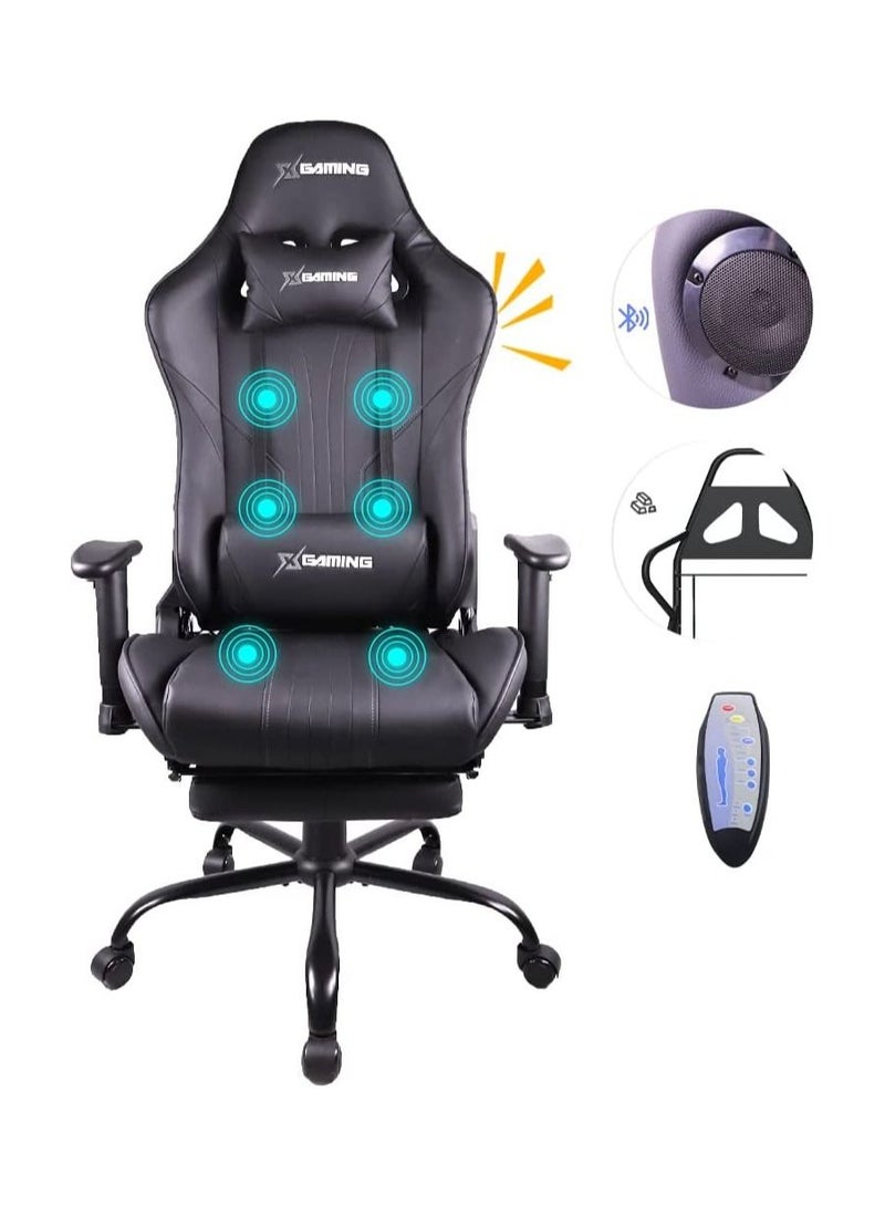 Cool Baby COOLBABY Gaming Chair Ergonomic Office Massage Chair 180° Recliner System 2D Adjustable Arm-Rest With Massage and Bluetooth Speaker and Footrest