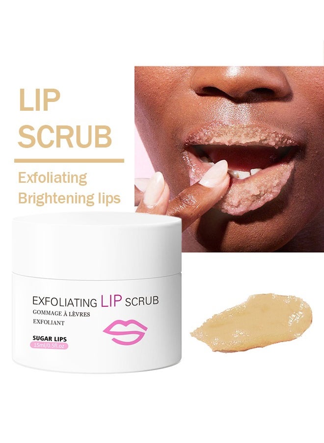 SAUVASINE Exfoliating Lip Scrub，Exfoliant for Dry Dark Lips to Lighten Lip ，Exfoliant Peel Scrub for Lightening and Brightening dark Lips for Men Women，Sugar Repair Restoration Smooth Lip 15ml  - Image 1