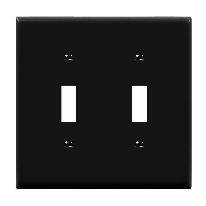 ENERLITES Double Toggle Switch Cover Two Gang Light Switch Wall Plate Standard Size 2Gang 45 x 45 Unbreakable Polycarbonate Thermoplastic UL Listed 8812BK Black