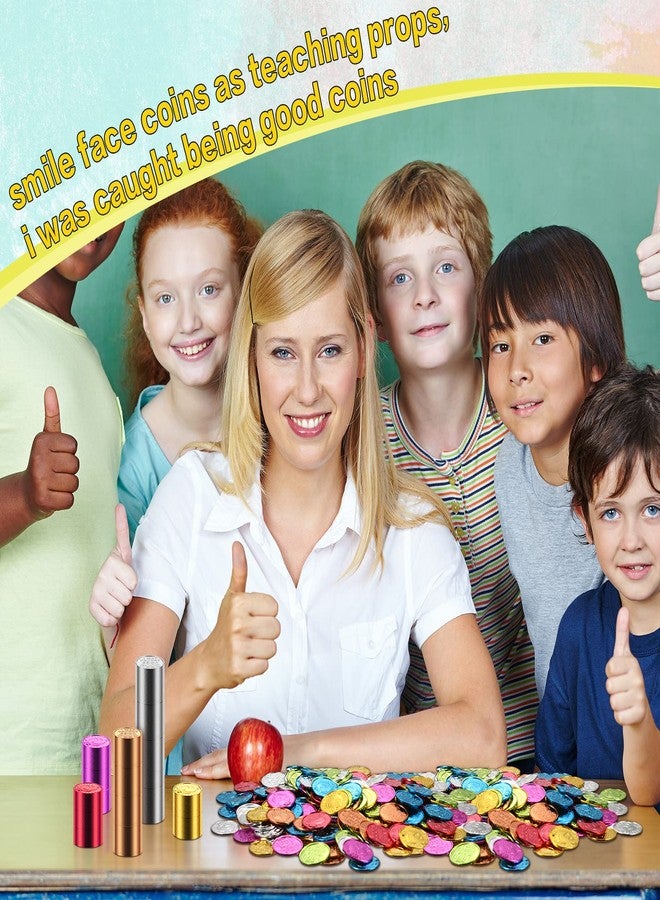 Jerify 500 Pcs I was Caught Being Good Coins for Kids Behavior Tokens Laugh Face Plastic Reward Colored Pretend Coin Carnival Halloween Party Counting (Crown) - Image 4