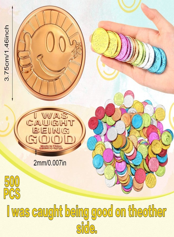 Jerify 500 Pcs I was Caught Being Good Coins for Kids Behavior Tokens Laugh Face Plastic Reward Colored Pretend Coin Carnival Halloween Party Counting (Crown) - Image 2