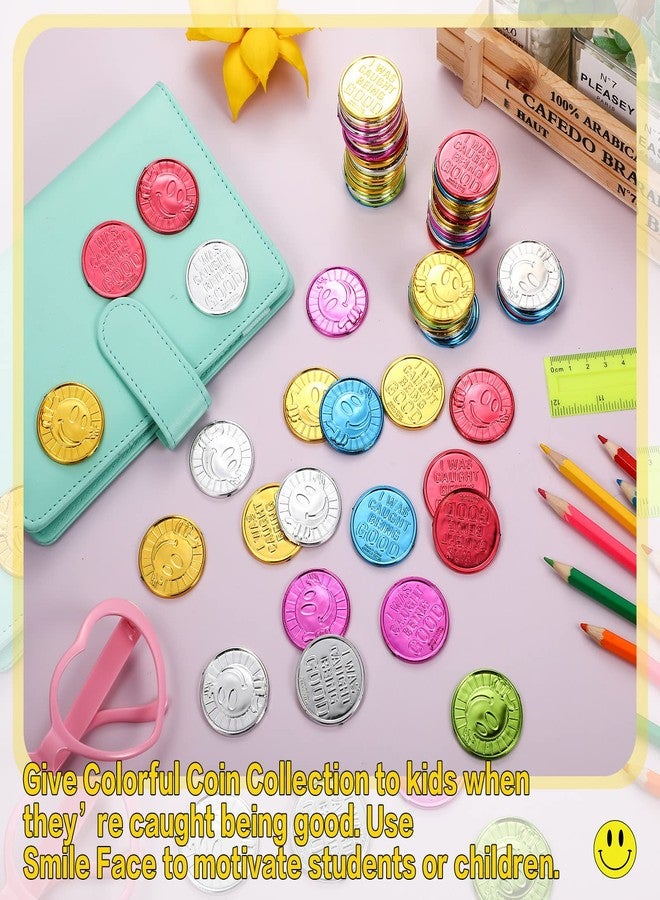Jerify 500 Pcs I was Caught Being Good Coins for Kids Behavior Tokens Laugh Face Plastic Reward Colored Pretend Coin Carnival Halloween Party Counting (Crown) - Image 5