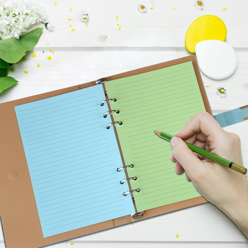 Mozano A5 Colorful Lined Filler Paper, 6-Hole Punched, 120GSM Loose-Leaf Paper and Planner Inserts for Notebooks, Journals, and Study Notes,50 Sheets/100 Pages - Image 5
