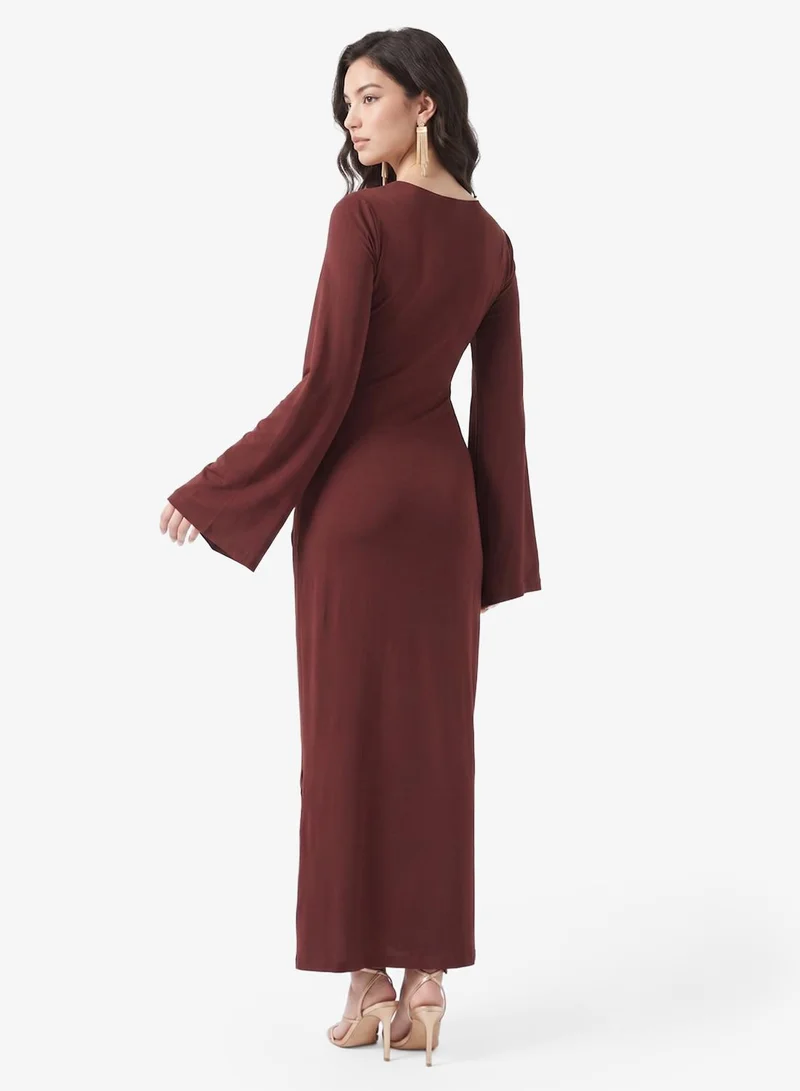 Ginger Draped Bodycon Long Sleeve Dress