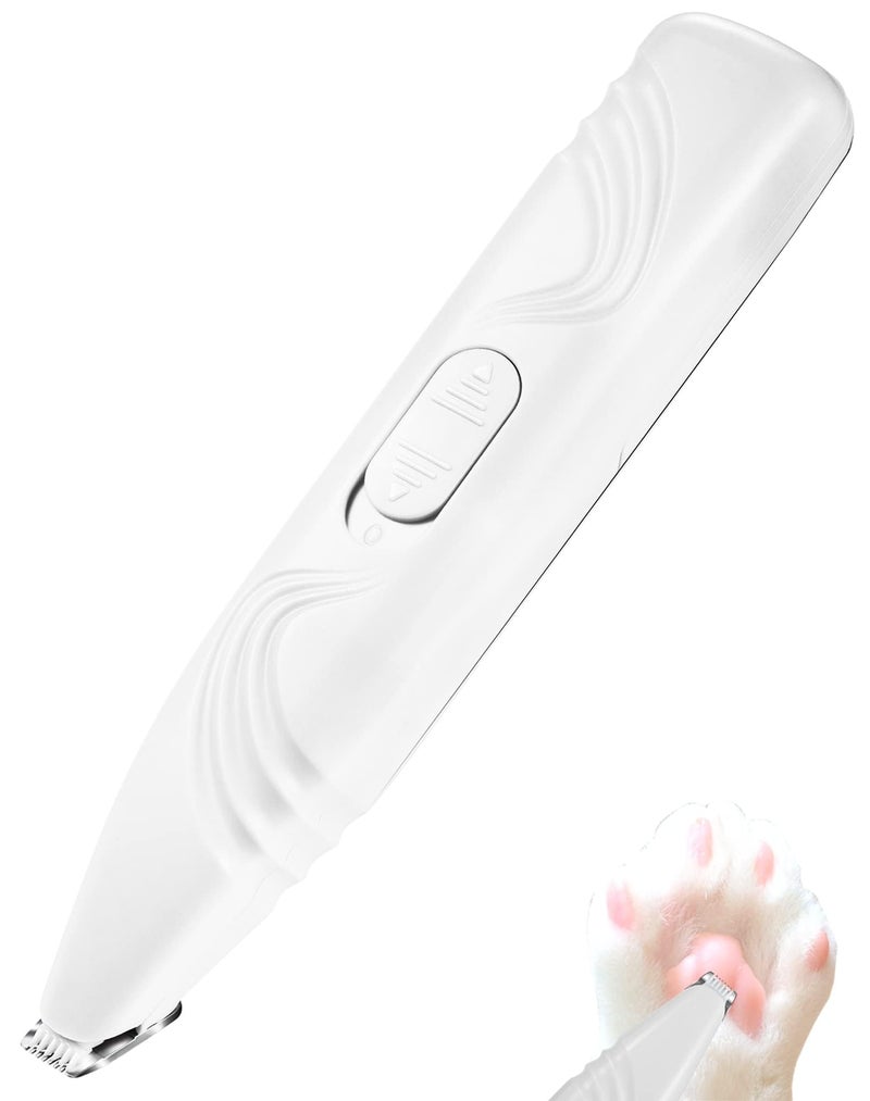 Excefore Dog & Cat Paw Trimmer, Cordless Electric Small Pet Grooming Clippers Hair Trimmer for Dogs Cats, Low Noise for Trimming Pet's Hair Around Paws, Eyes, Ears, Face, Rump (White)