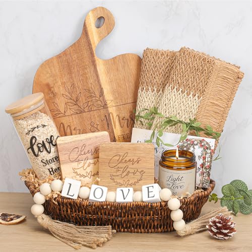Elysirise Wedding Gifts for Couples 2026 Gifts for couplesBride Shower GiftsAnniversary Engagement GiftMr and Mrs Cutting Board Basket Set - Image 1