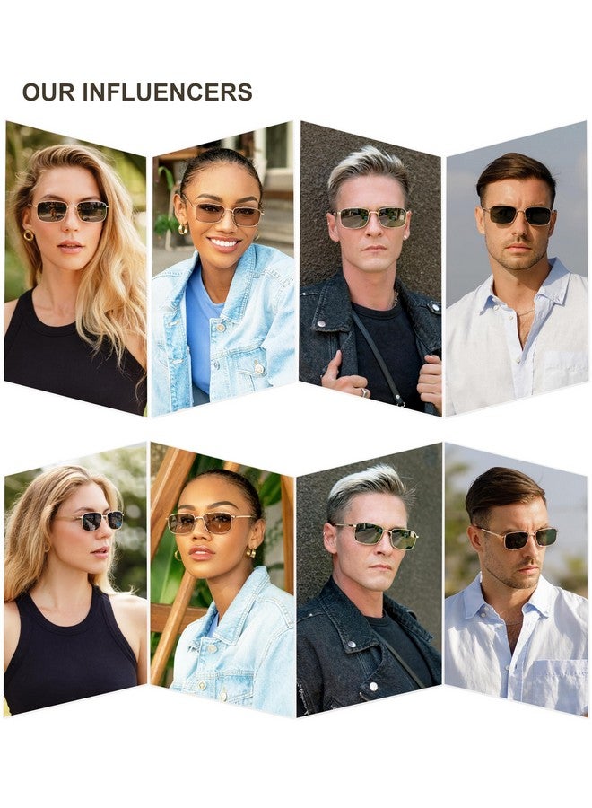 سوجوز نظارة شمسية مستطيلة مستقطبة كلاسيكية للرجال والنساء، طراز Sj1215، باللون الفضي/البني، مقاومة للأشعة فوق البنفسجية 400 - Image 2