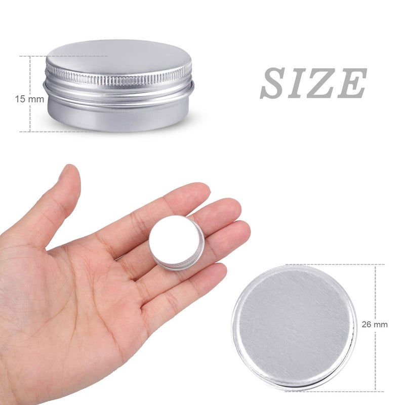camelize 24 pcs Aluminium Empty Containers, Round Travel Cream Jars, Empty Tins with 2 Pieces Round Stickers for Lip Balm, Lotion, Cream, Masks, Mini Candles, Cosmetics (Silver,5ml) - Image 2