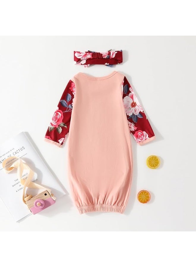 AMAWMW Newborn Baby Girl Little Sister Sleeper Gown Stripe Long Sleeve Nightgown Pajamas Gifts Stuff Essential Outfit - Image 4