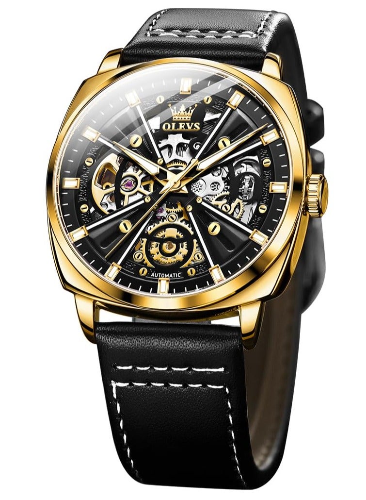 OLEVS Men's Hollow Mechanical Fashion Leather Watch 6685 - Image 1