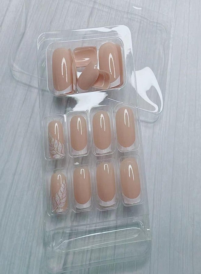 KZBTRBT White French Tip Press on Nails Medium Square Fake Nails Gel Press On Nails Kit with Nail Glue, Reusable Full Cover Stick on Nails Acrylic Artificial Nails for Women DIY Nails Art Decoration 24PCS - Image 5