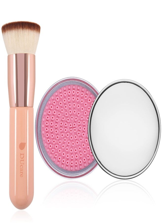 DUcare Flat Top Kabuki Foundation Brush + DUcare Makeup Brush Cleanser - Image 1